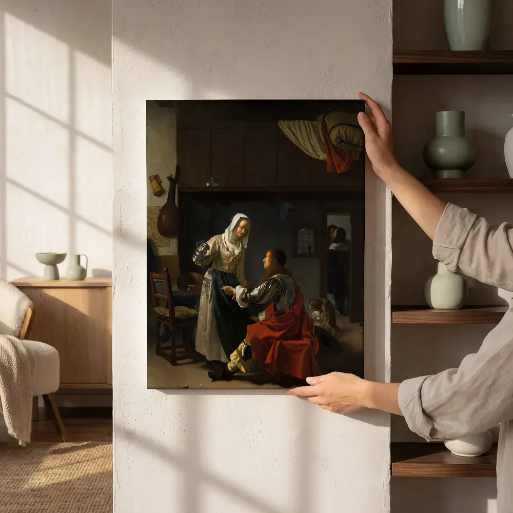 Sfeerimpressie: Bordeelscène van Frans van Mieris de Oude naast de kast