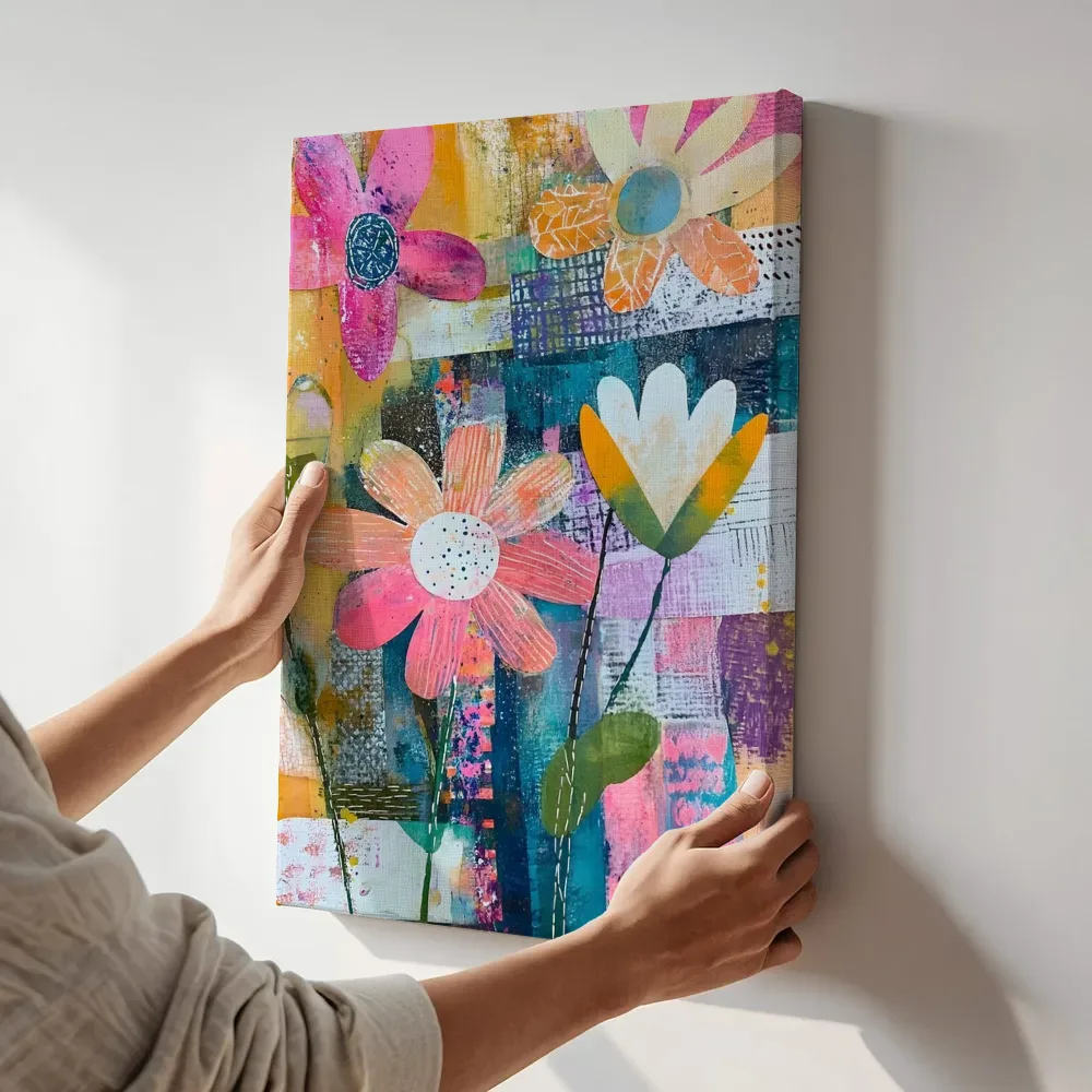 Sfeerimpressie: Botanische daisy mix terwijl het aan de muur wordt gehangen