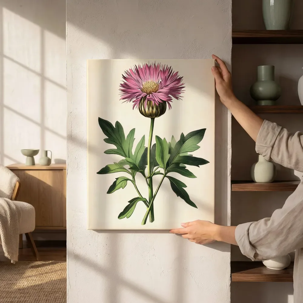Sfeerimpressie: Botanische distelbloem naast de kast