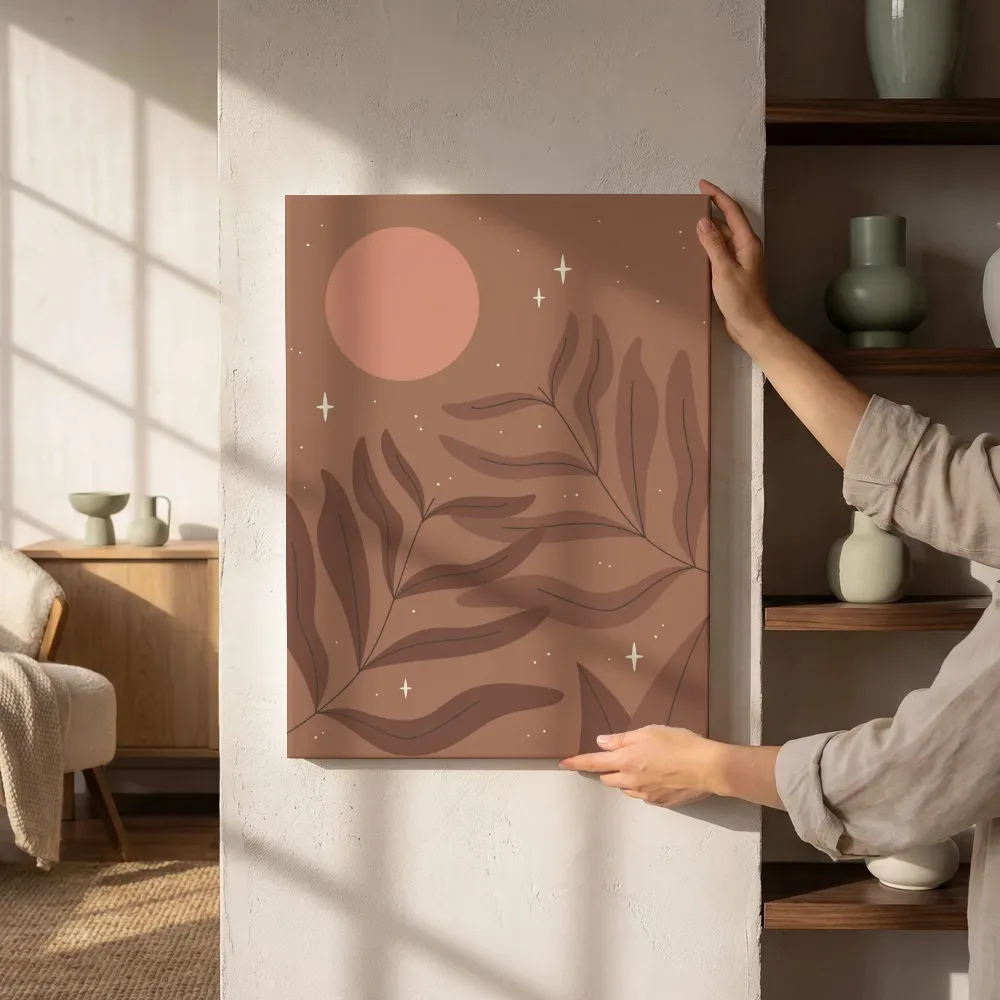 Sfeerimpressie: Botanische nachthemel in terracotta naast de kast