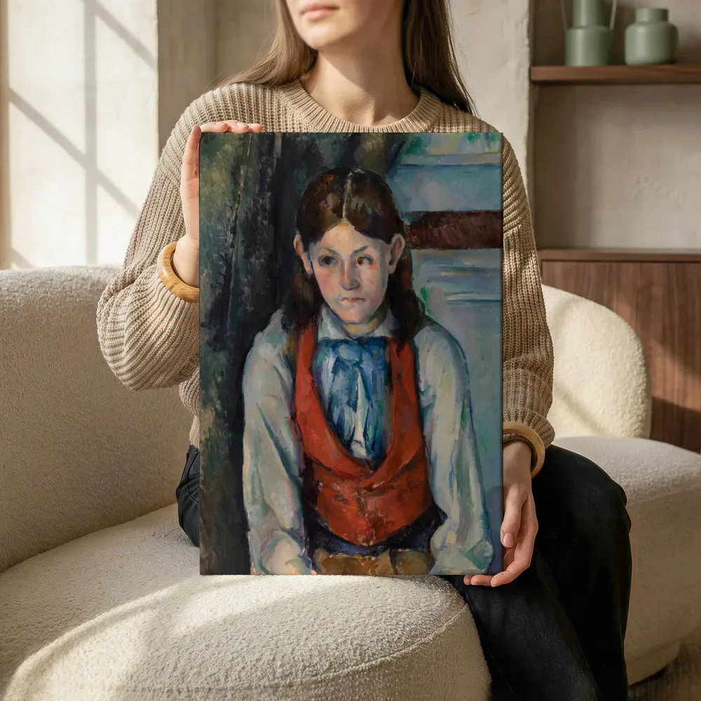 Sfeerimpressie: Jongen in een rood vest van Paul Cezanne terwijl het zittend wordt getoond
