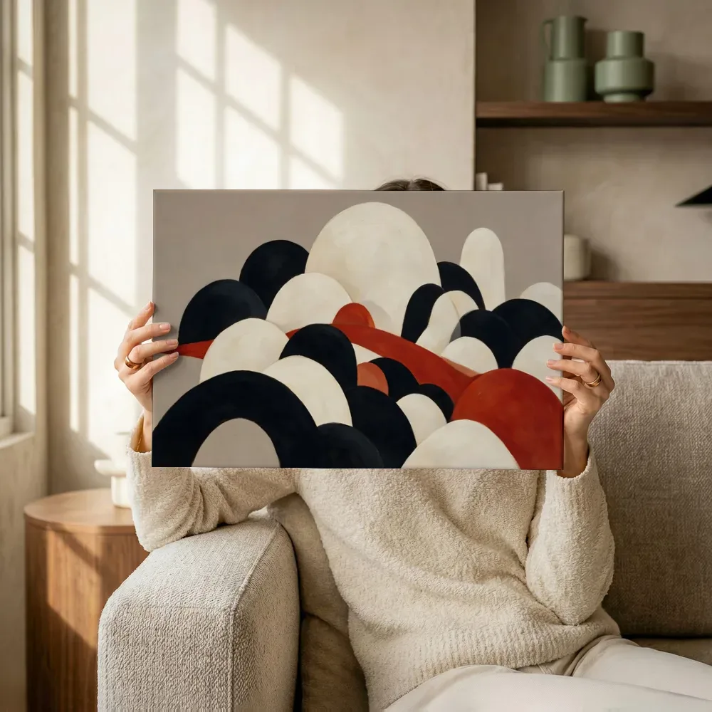Sfeerimpressie: Brede bogen Retro Shapes in inktzwart 2 terwijl het omhoog wordt gehouden