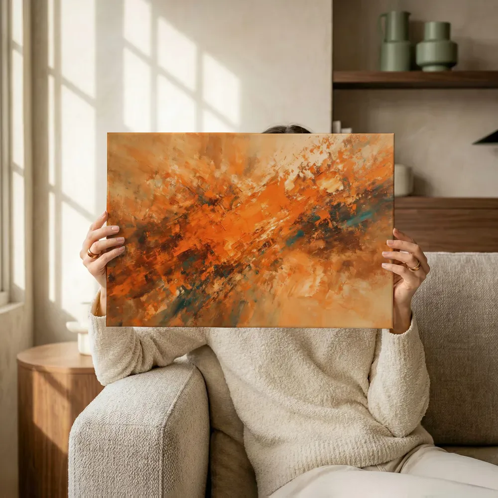 Sfeerimpressie: Breed als kleurexplosie in oranje terwijl het omhoog wordt gehouden