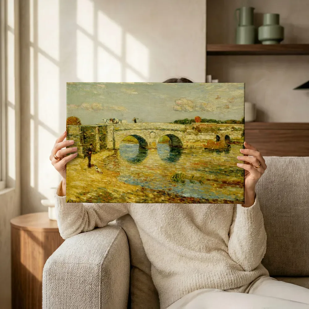 Sfeerimpressie: Brug over de Stour van Childe Hassam terwijl het omhoog wordt gehouden