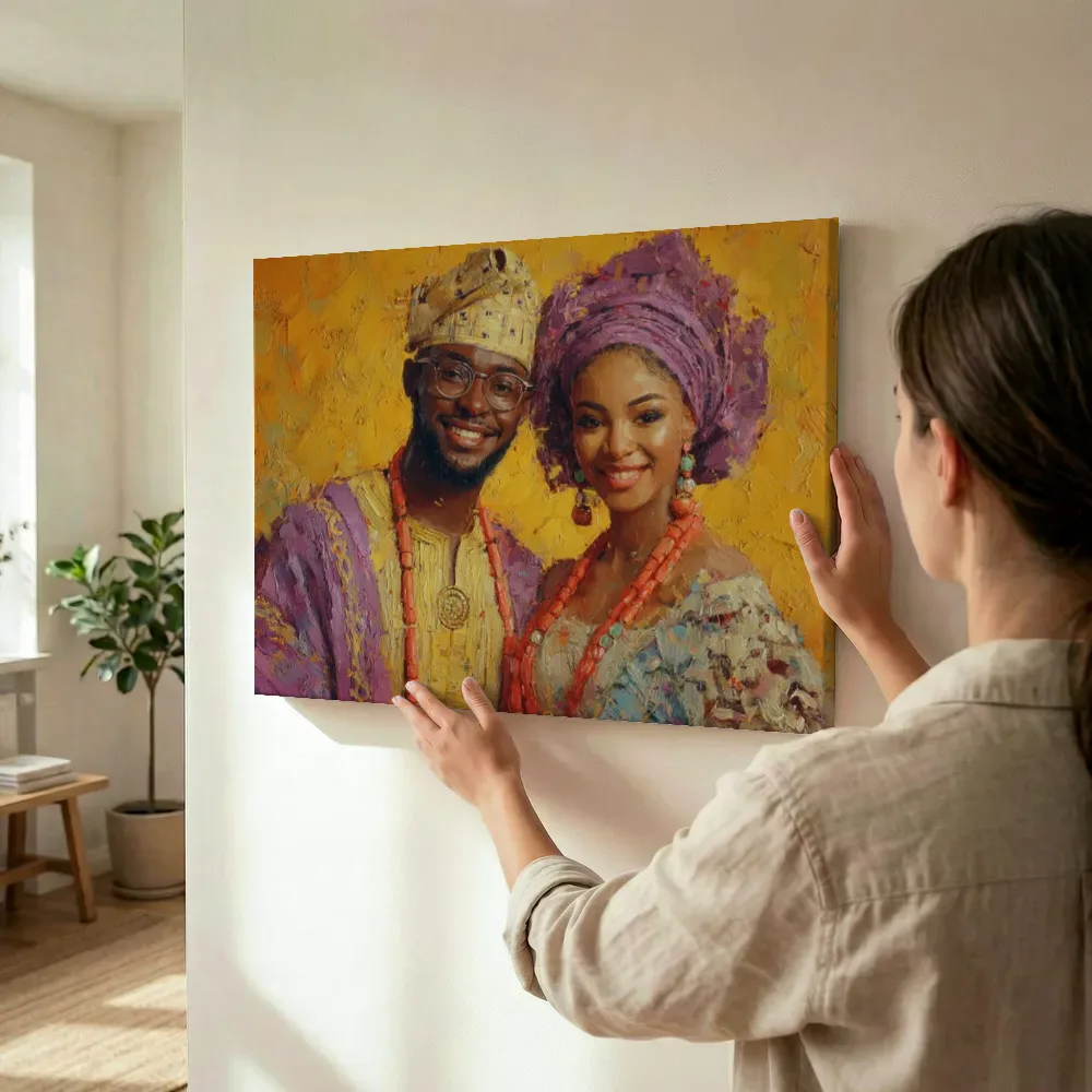 Sfeerimpressie: Bruidspaar in traditionele dracht terwijl het wordt opgehangen