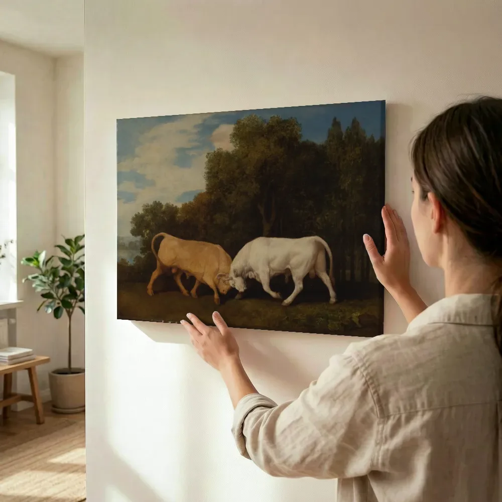 Sfeerimpressie: Bulls Fighting van George Stubbs terwijl het wordt opgehangen