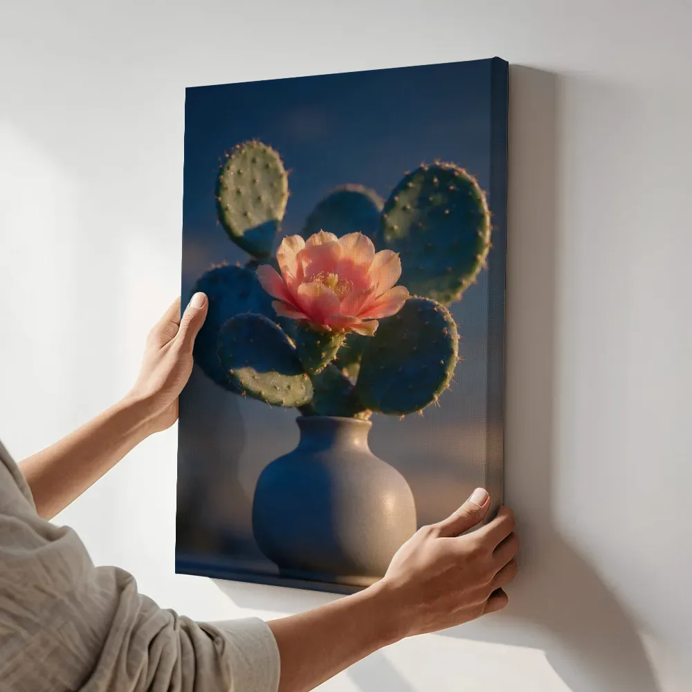 Sfeerimpressie: Cactus in de schemering 7 terwijl het aan de muur wordt gehangen
