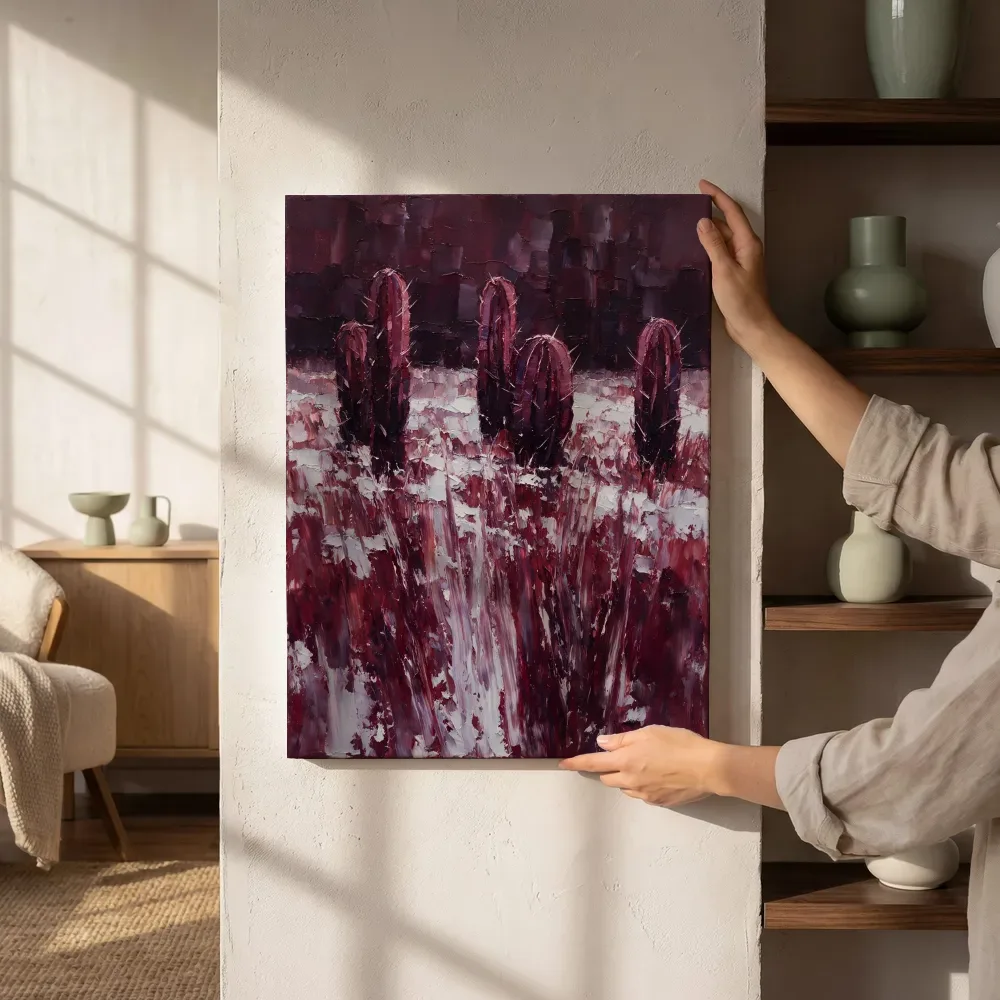 Sfeerimpressie: Cactus in de weide in aubergine naast de kast