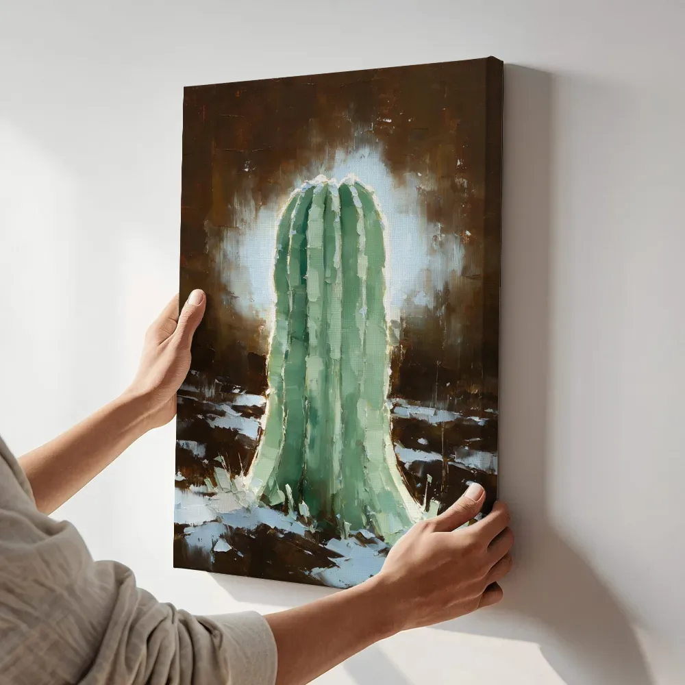 Sfeerimpressie: Cactus in mint terwijl het aan de muur wordt gehangen