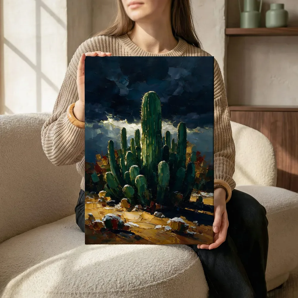 Sfeerimpressie: Cactus onder een storm in bosgroen terwijl het zittend wordt getoond