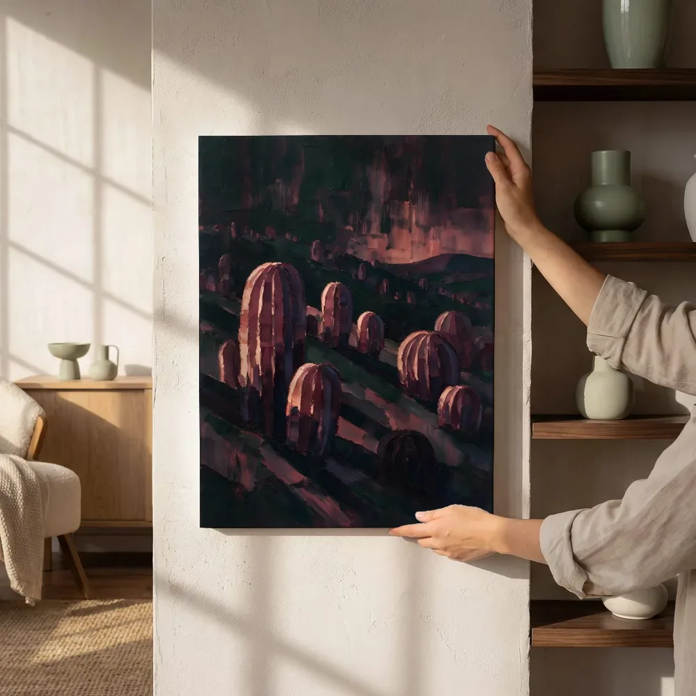 Sfeerimpressie: Cactus op de helling in aubergine naast de kast