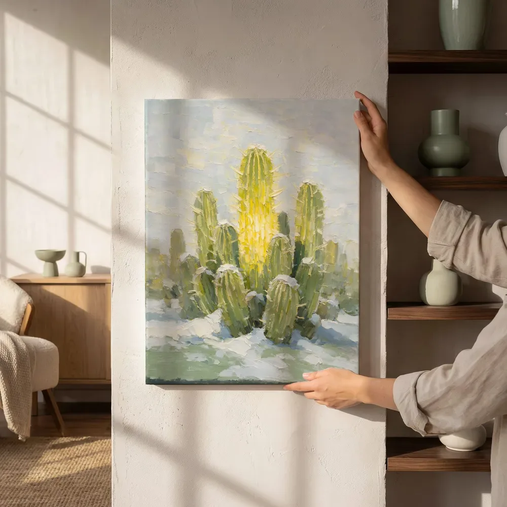Sfeerimpressie: Cactus tegen de lucht in citroen naast de kast