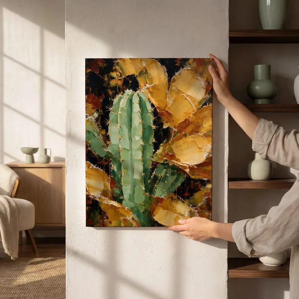 Sfeerimpressie: Cactus van dichtbij in mint naast de kast