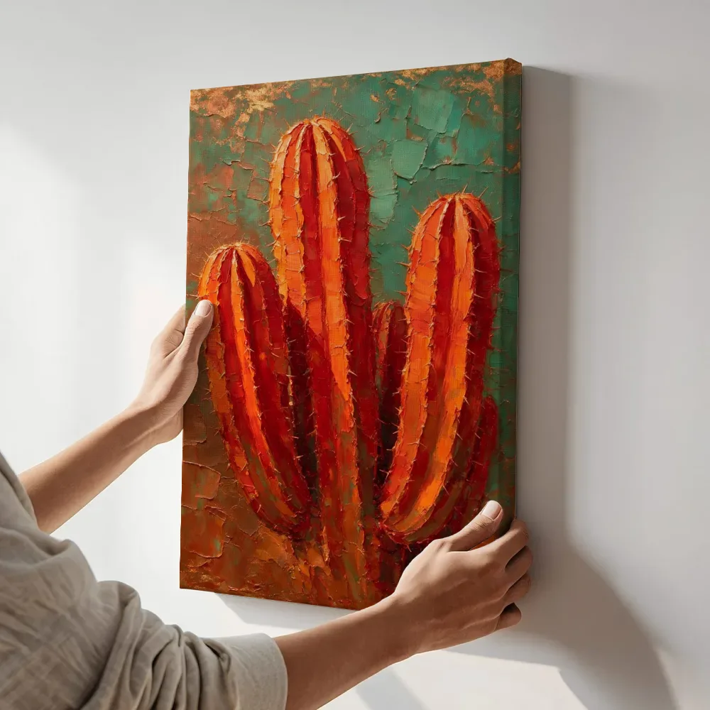 Sfeerimpressie: Cactus van dichtbij in vuur terwijl het aan de muur wordt gehangen