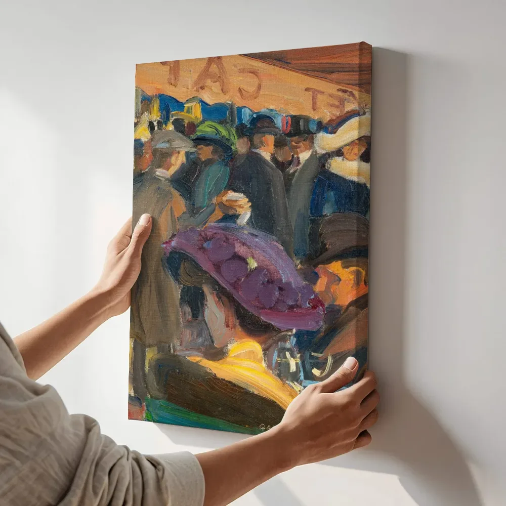 Sfeerimpressie: Café in Paris van Akseli Gallen-Kallela terwijl het aan de muur wordt gehangen