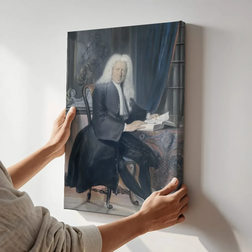 Sfeerimpressie: Carel Bouman (1673 1747). Tabaksfactor te Amsterdam en dichter van Cornelis Troost terwijl het aan de muur wordt gehangen