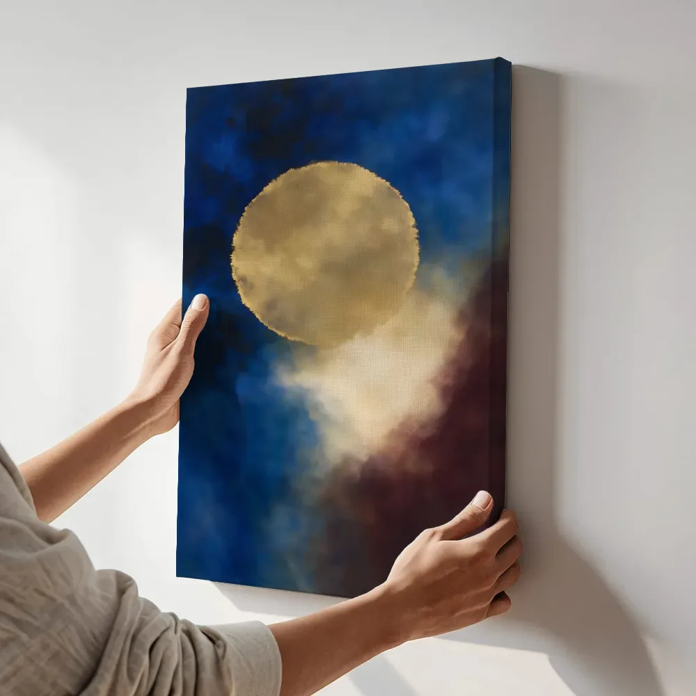 Sfeerimpressie: Cirkel in diep royal blauw terwijl het aan de muur wordt gehangen