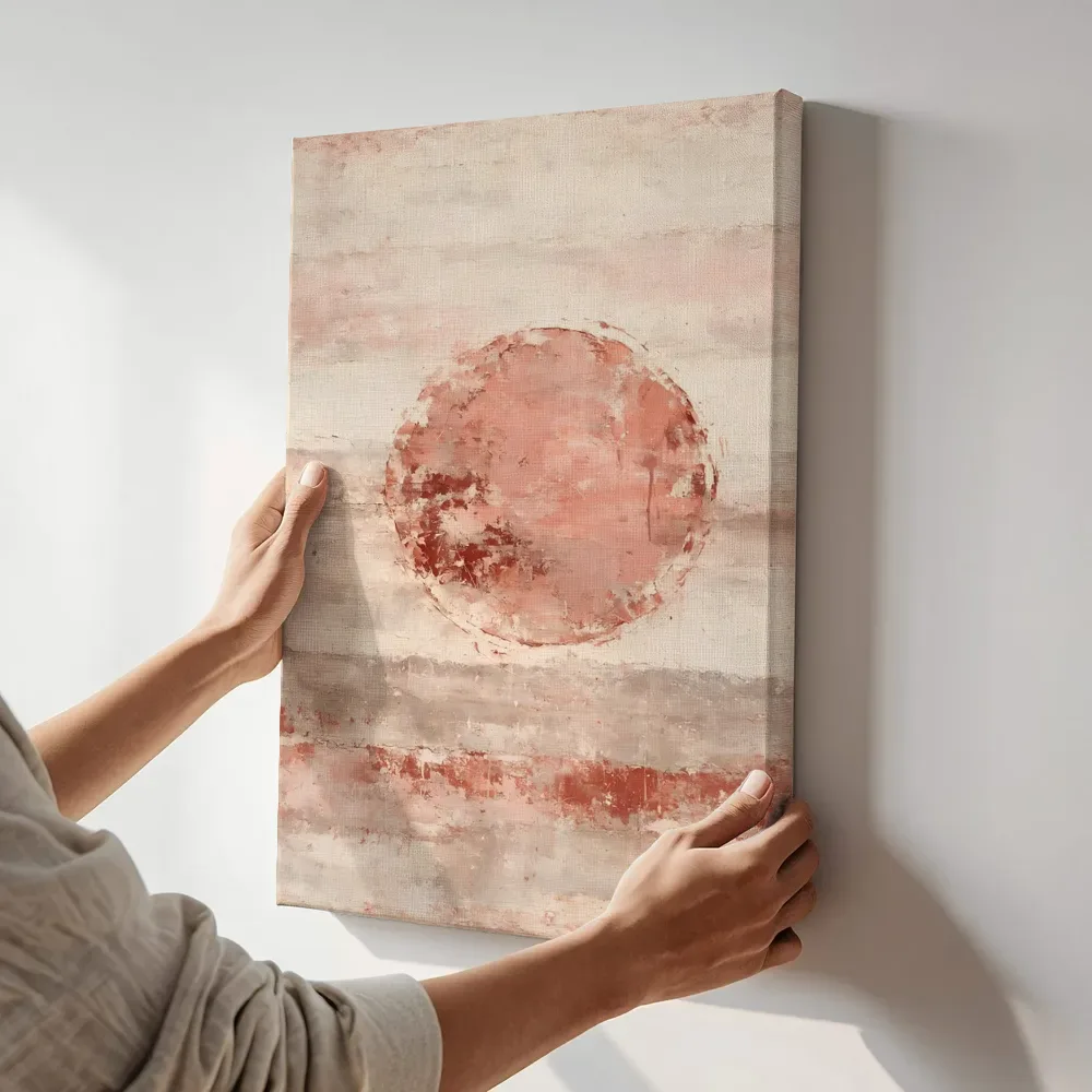 Sfeerimpressie: Cirkel in oud roze terwijl het aan de muur wordt gehangen