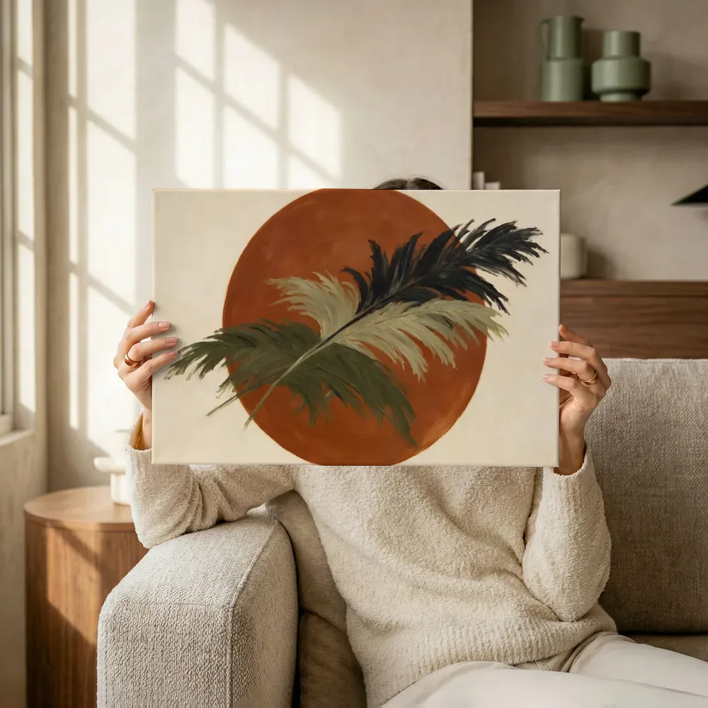 Sfeerimpressie: Cirkel met bladsilhouet Retro Shapes 14 terwijl het omhoog wordt gehouden