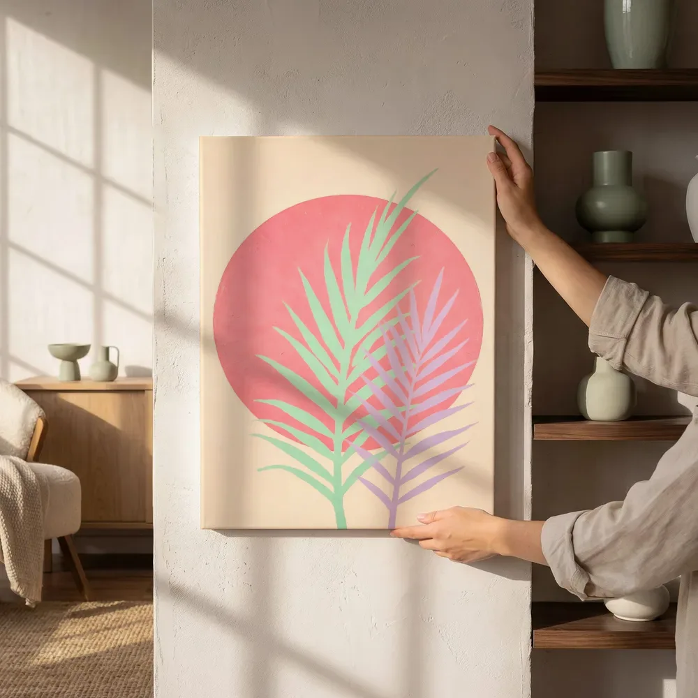 Sfeerimpressie: Cirkel met bladsilhouet Retro Shapes 3 naast de kast