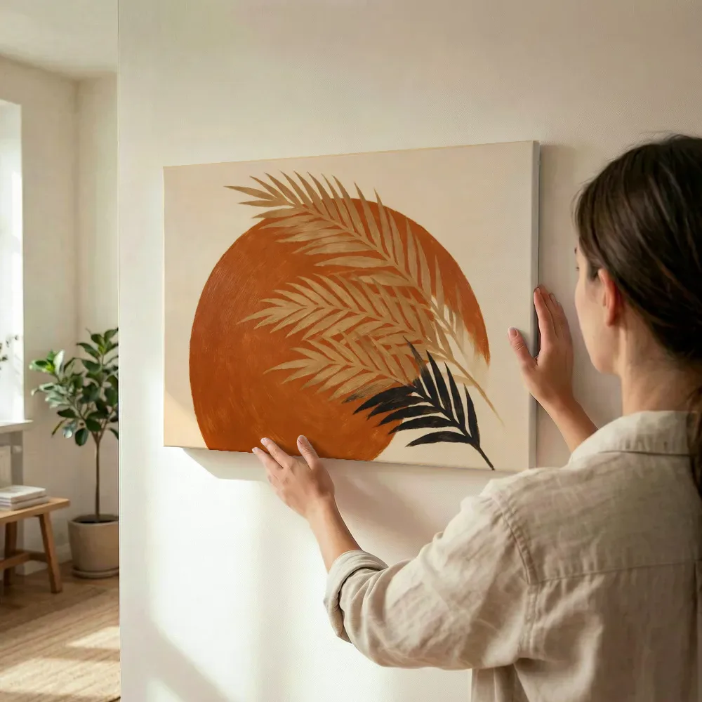Sfeerimpressie: Cirkel met bladsilhouet Retro Shapes 4 terwijl het wordt opgehangen