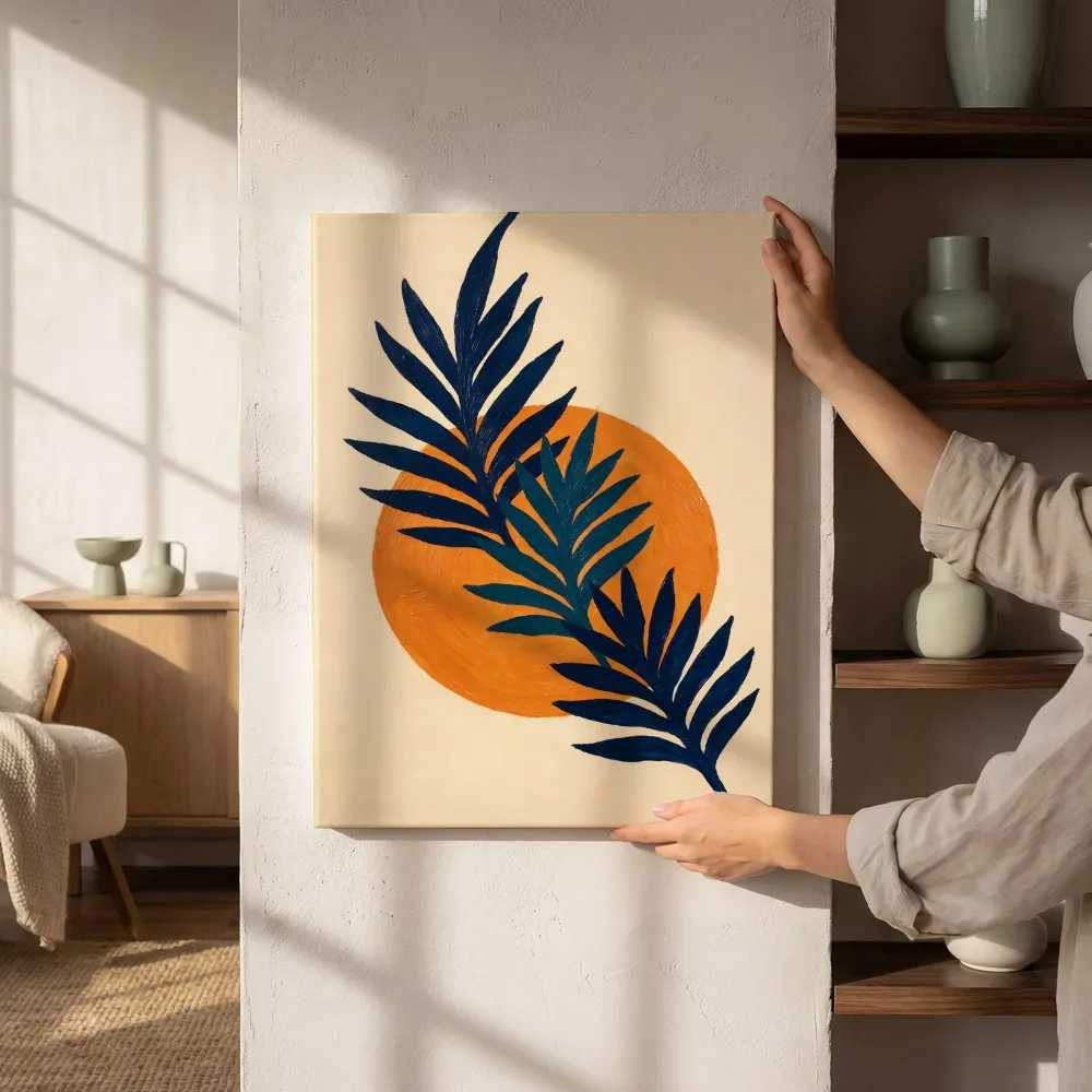 Sfeerimpressie: Cirkel met bladsilhouet Retro Shapes 6 naast de kast