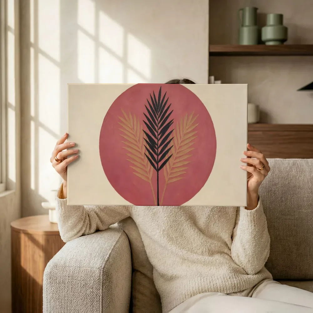 Sfeerimpressie: Cirkel met bladsilhouet Retro Shapes 7 terwijl het omhoog wordt gehouden