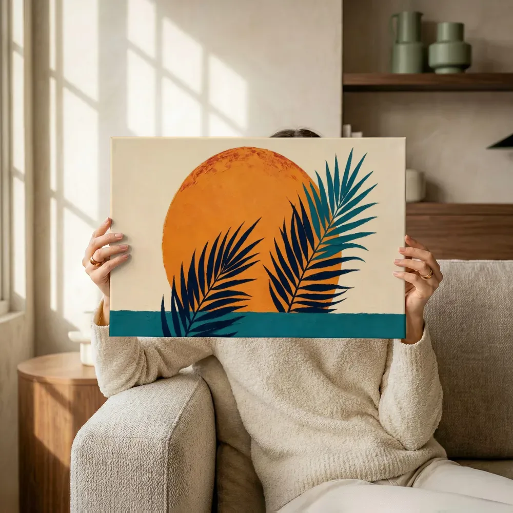 Sfeerimpressie: Cirkel met bladsilhouet Retro Shapes terwijl het omhoog wordt gehouden