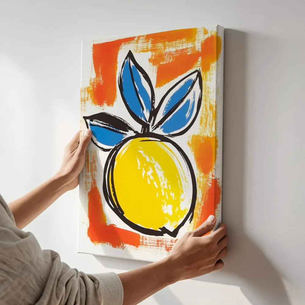 Sfeerimpressie: Citroen pop art terwijl het aan de muur wordt gehangen