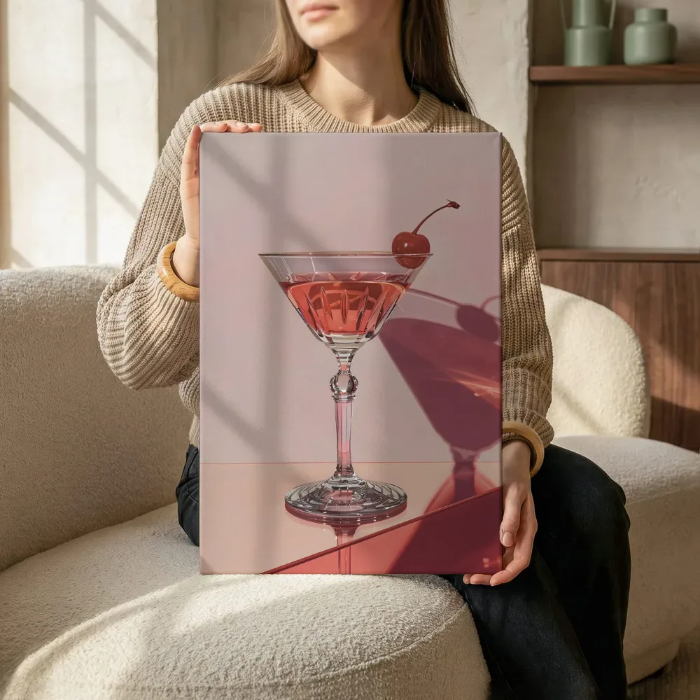 Sfeerimpressie: Cocktail met kers op glazen tafel terwijl het zittend wordt getoond