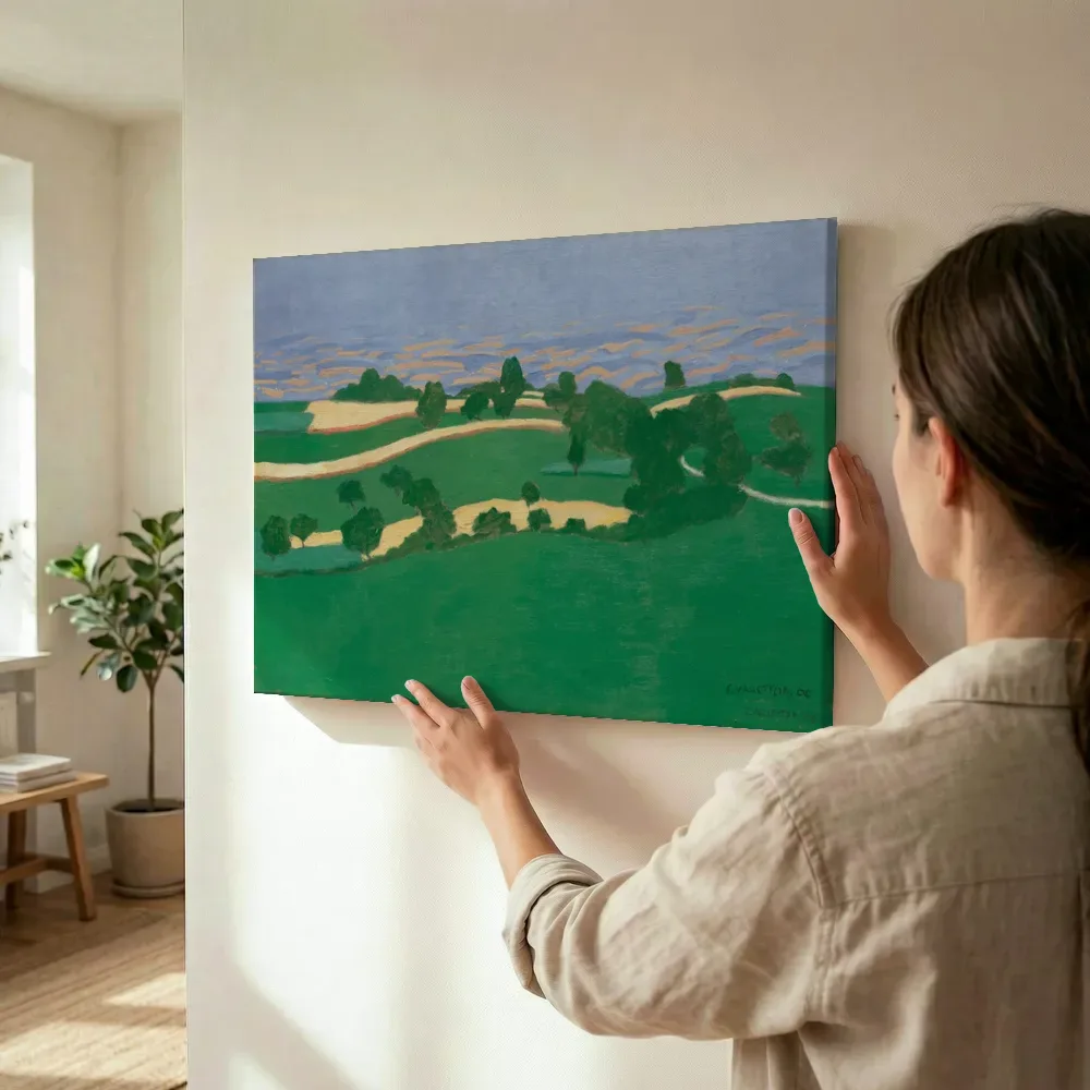 Sfeerimpressie: Corn Fields van Felix Vallotton terwijl het wordt opgehangen