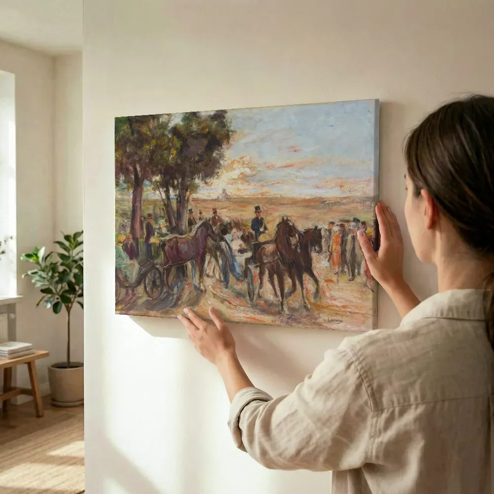 Sfeerimpressie: Corso op de Monte Pincio in Rome van Max Liebermann terwijl het wordt opgehangen