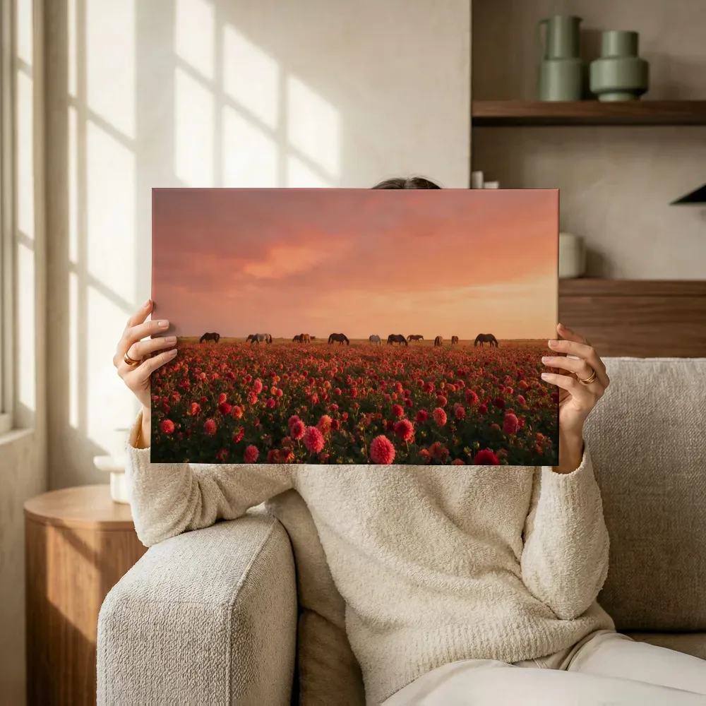 Sfeerimpressie: Dahlia bij de zonsondergang 7 terwijl het omhoog wordt gehouden