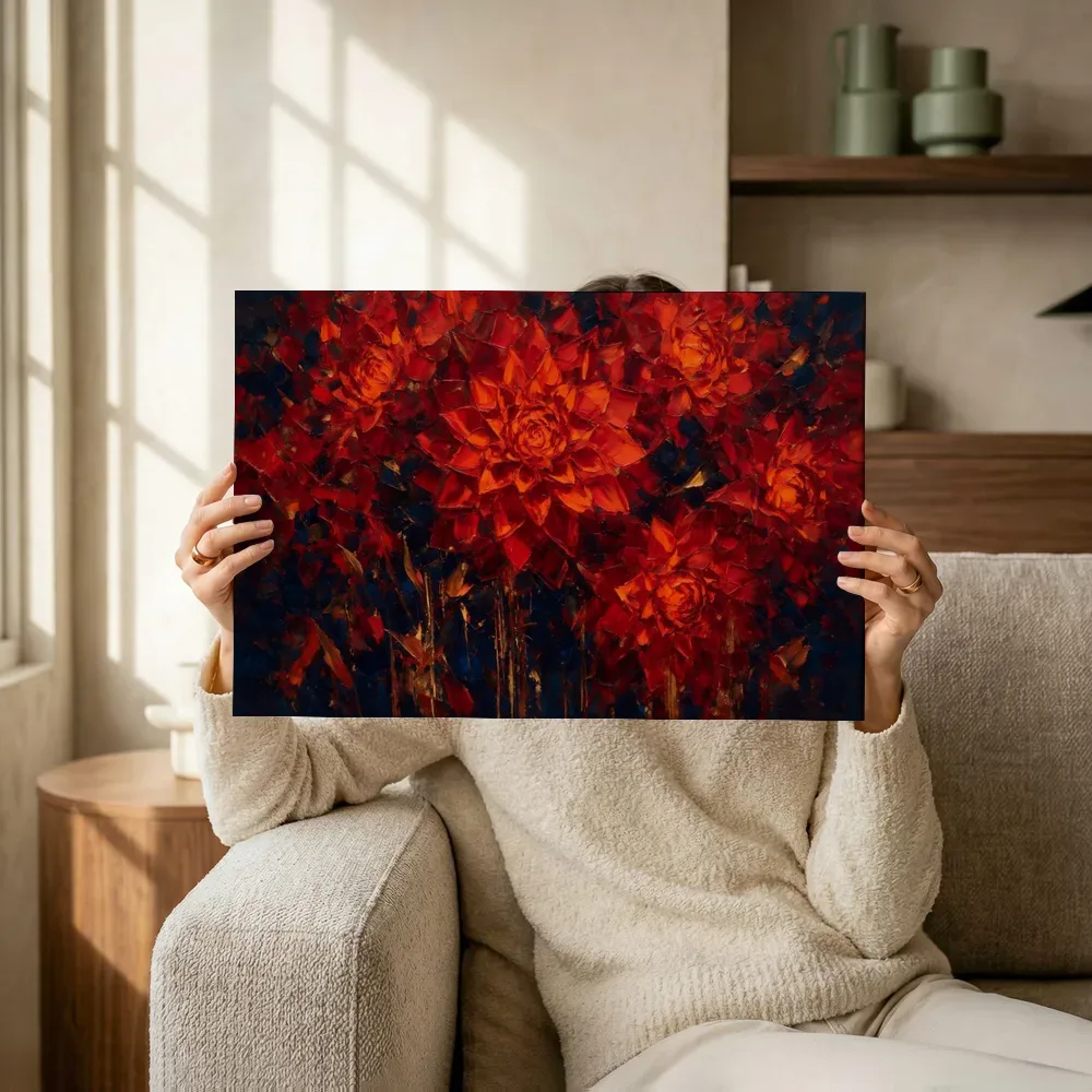 Sfeerimpressie: Dahlia in vuur terwijl het omhoog wordt gehouden