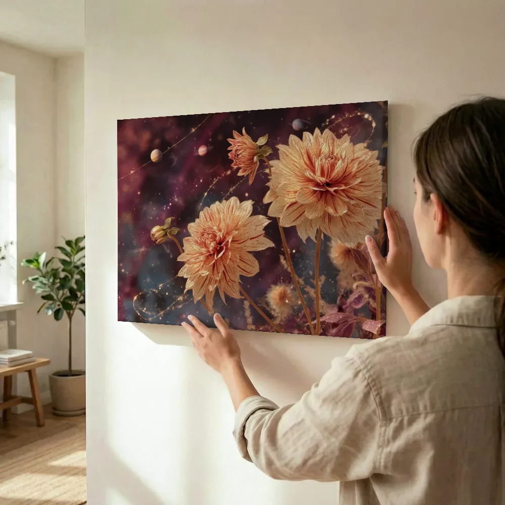 Sfeerimpressie: Dahlia's tussen de sterren terwijl het wordt opgehangen