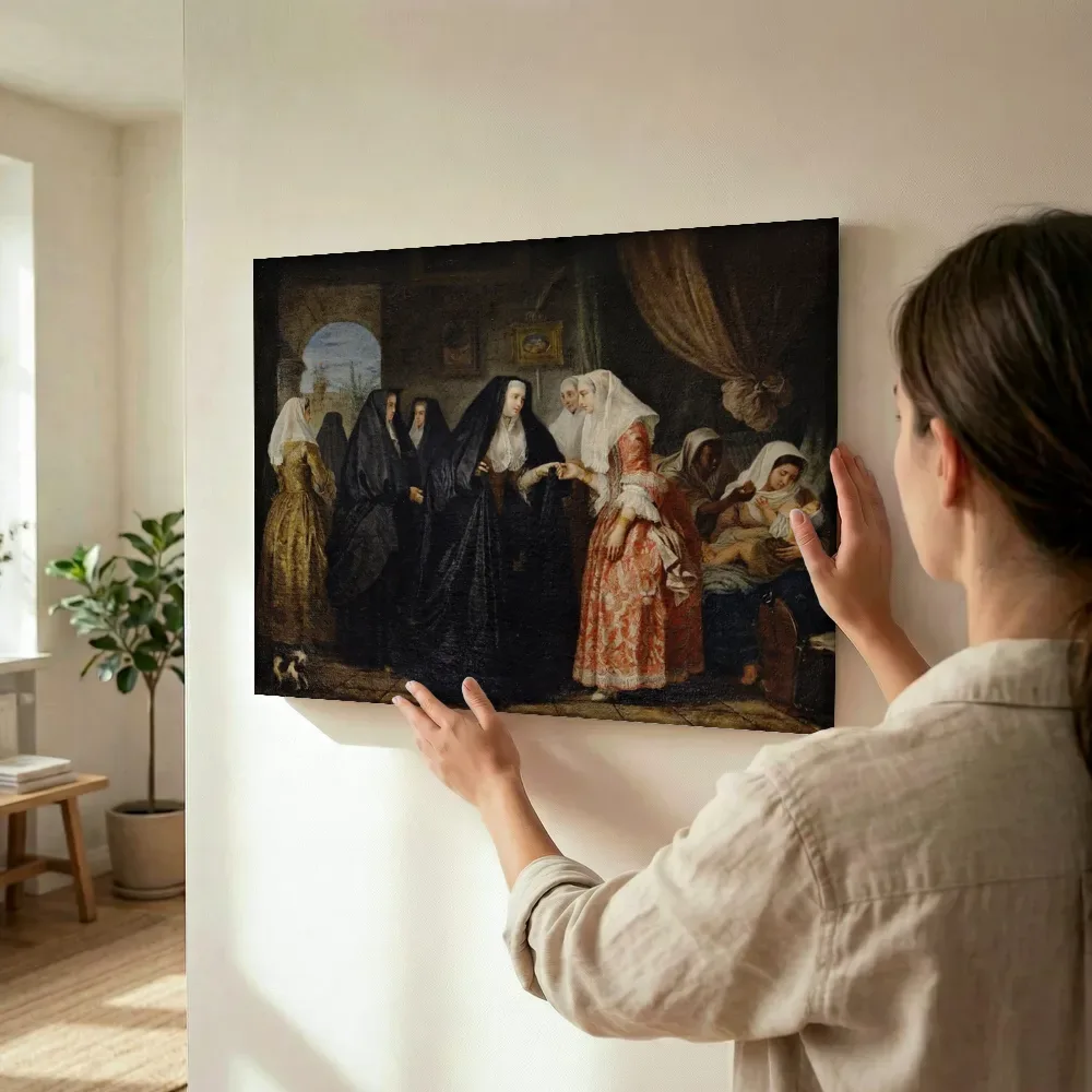 Sfeerimpressie: Dames de Malte se faisant visite Antoine ; MR 1679 van Antoine de Favray terwijl het wordt opgehangen