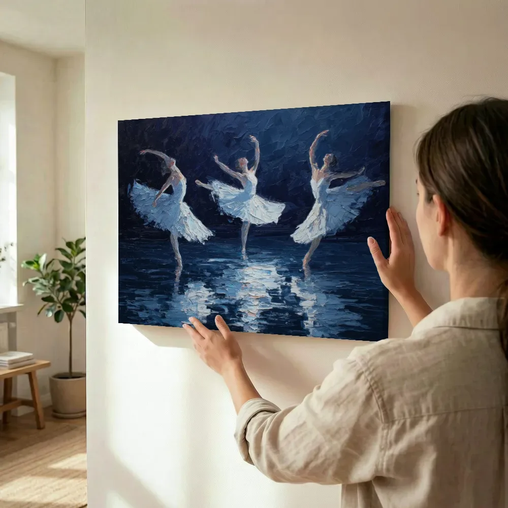 Sfeerimpressie: Balletdansers op het water terwijl het wordt opgehangen