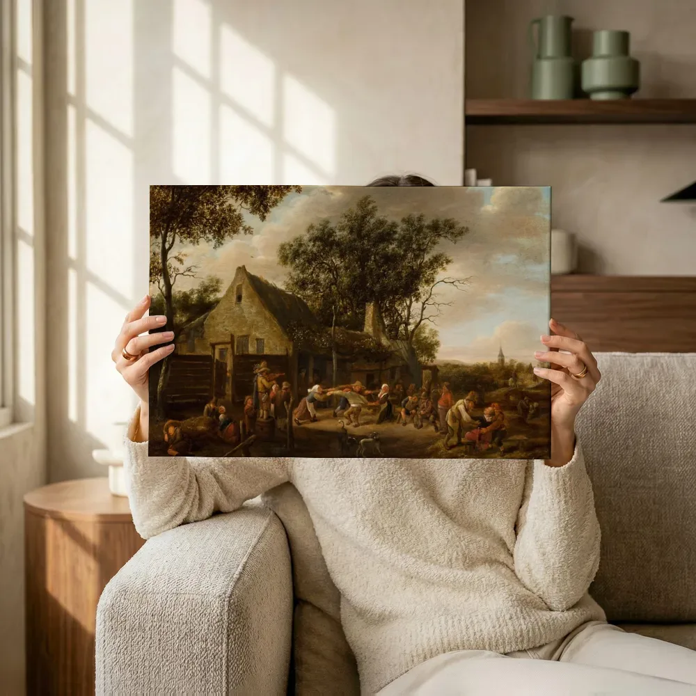 Sfeerimpressie: Dansende boeren voor een herberg van Jan Steen terwijl het omhoog wordt gehouden