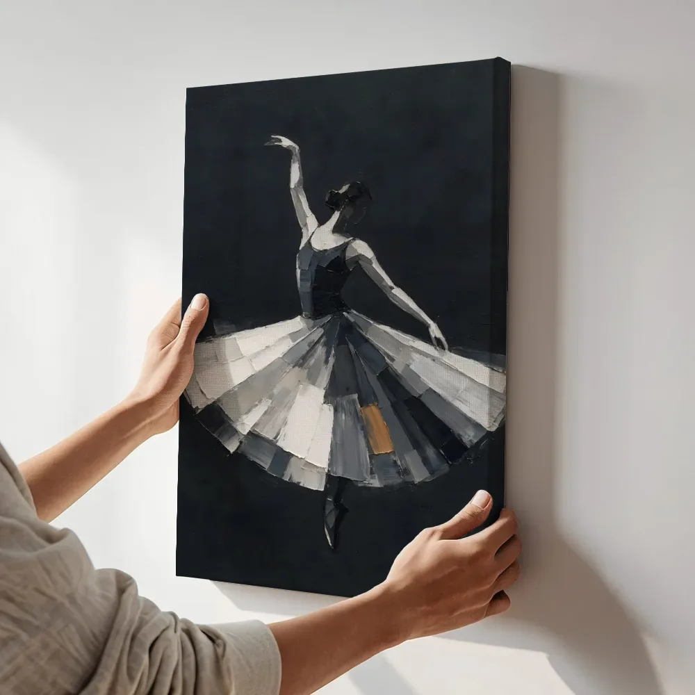 Sfeerimpressie: Danseres, olieverf in houtskool terwijl het aan de muur wordt gehangen