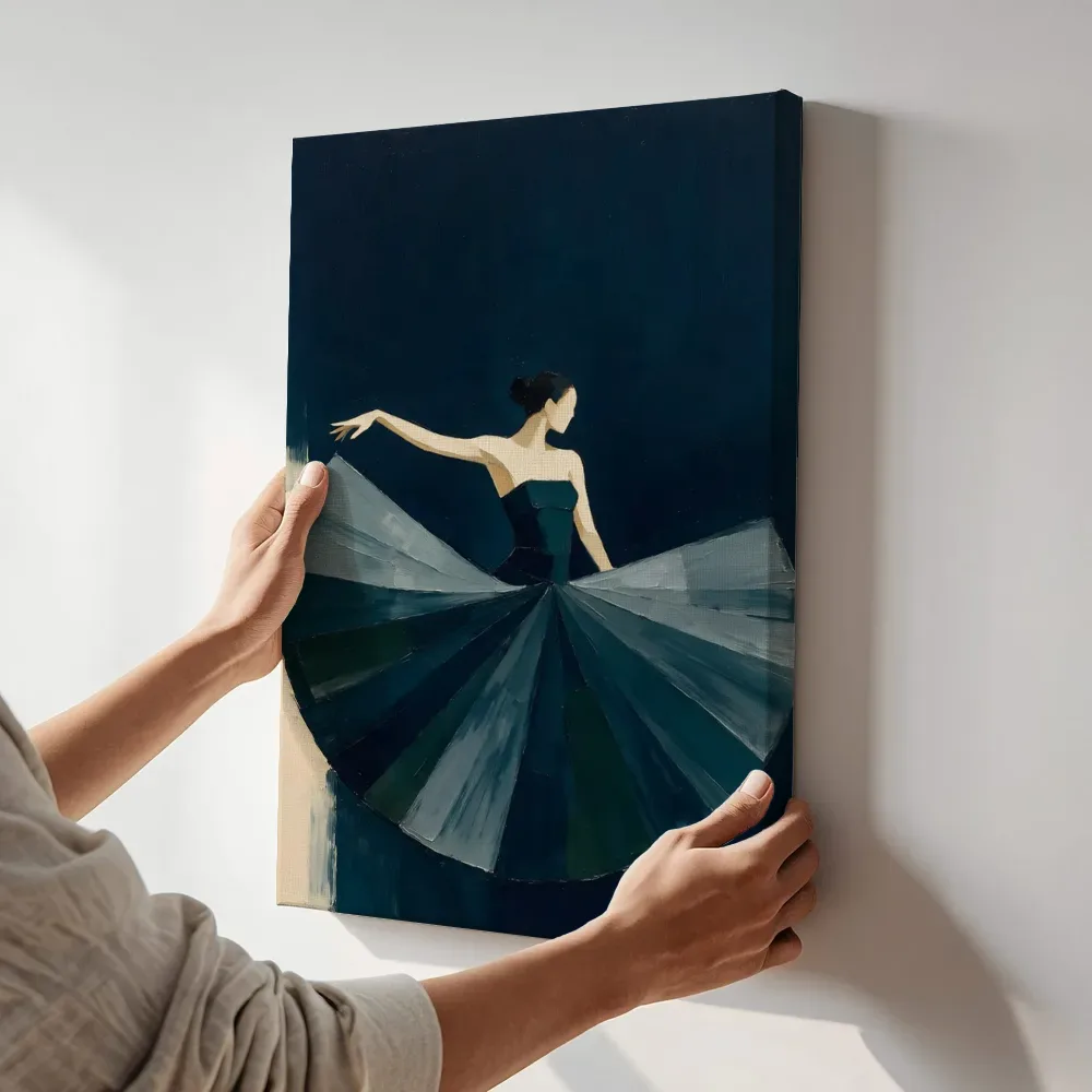 Sfeerimpressie: Danseres, olieverf in nacht terwijl het aan de muur wordt gehangen