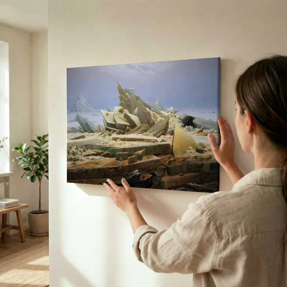 Sfeerimpressie: De ijszee van Caspar David Friedrich terwijl het wordt opgehangen
