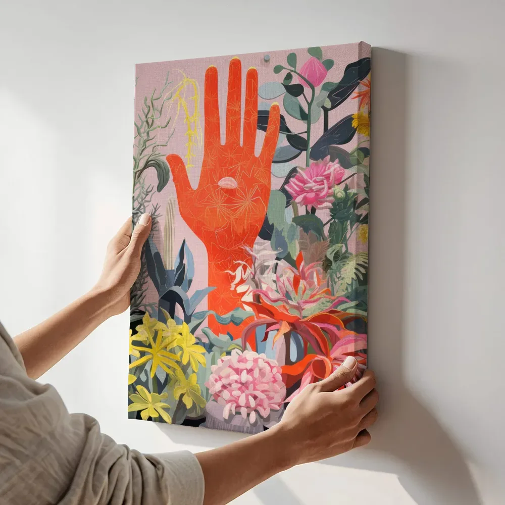 Sfeerimpressie: De bloeiende hand terwijl het aan de muur wordt gehangen