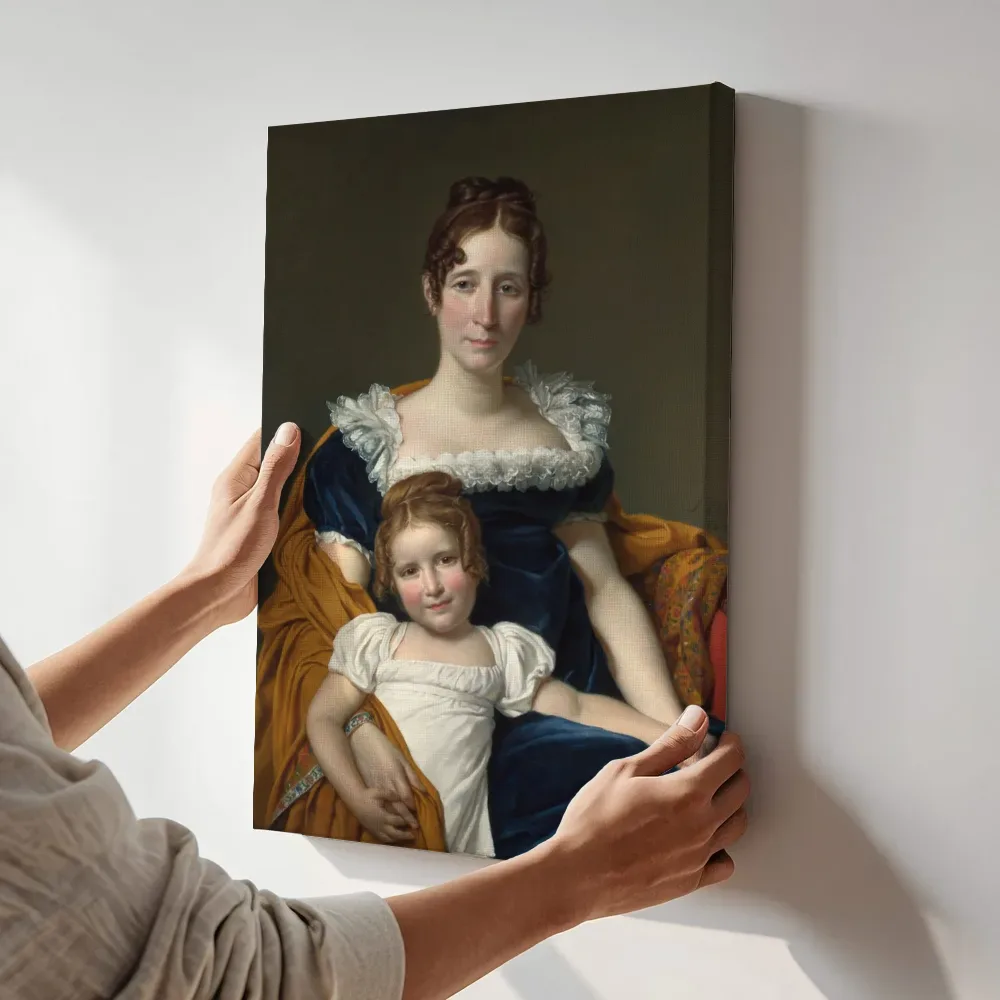 Sfeerimpressie: De burggravin Philippe Vilain XIIII en haar dochter Louise, van Jacques-Louis David terwijl het aan de muur wordt gehangen