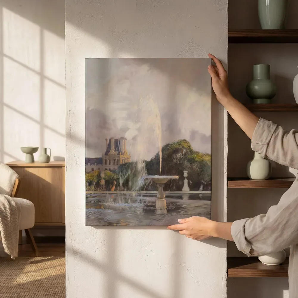 Sfeerimpressie: De fontein in de Tuilerieën van Gaston La Touche naast de kast