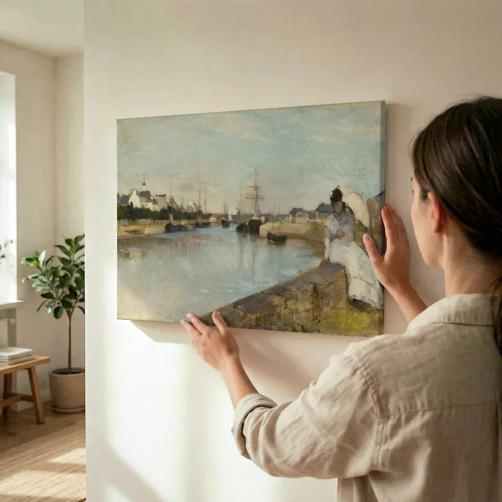 Sfeerimpressie: De haven in Lorient van Berthe Morisot terwijl het wordt opgehangen