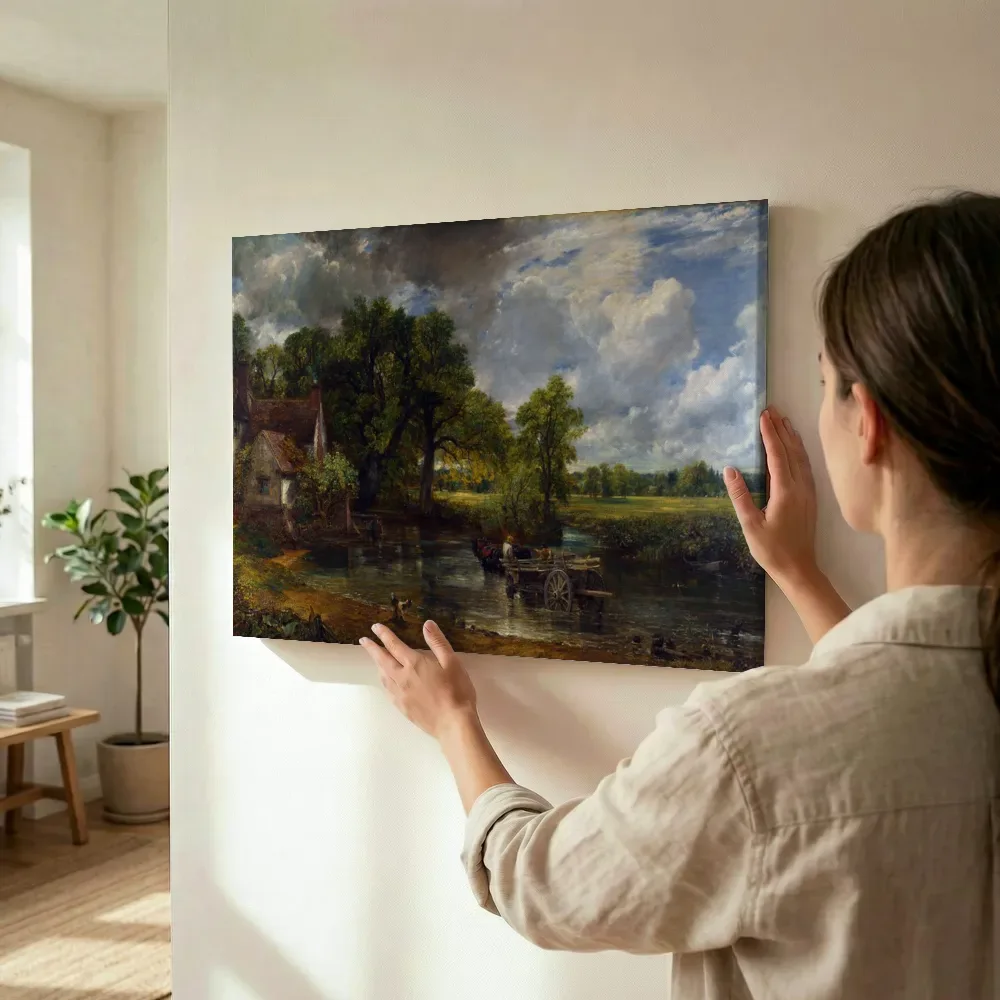 Sfeerimpressie: De hooiwagen van John Constable terwijl het wordt opgehangen