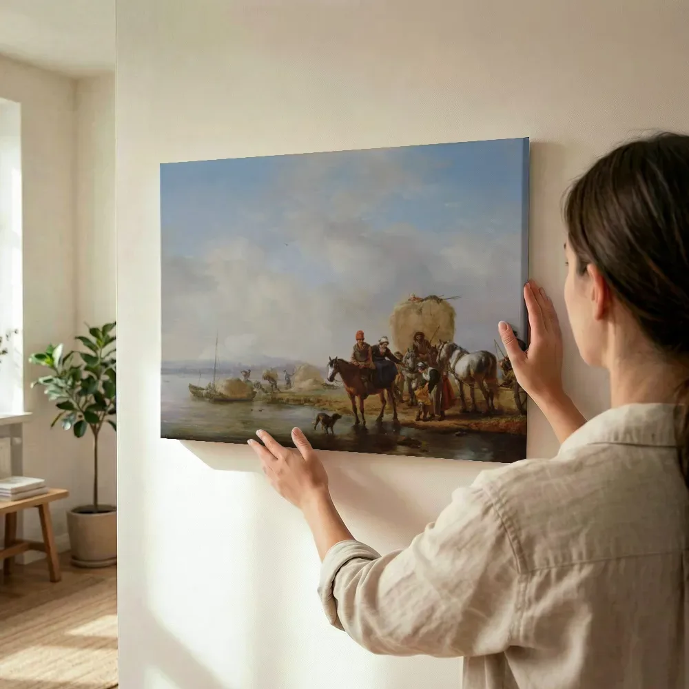 Sfeerimpressie: De hooiwagen van Philips Wouwerman terwijl het wordt opgehangen