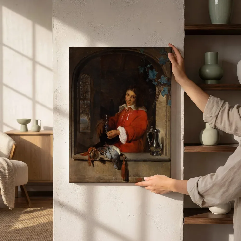 Sfeerimpressie: De jager van Gabriel Metsu naast de kast