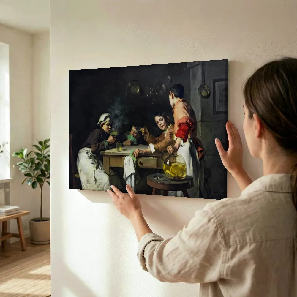 Sfeerimpressie: De kaartspelers van Paul Cezanne terwijl het wordt opgehangen