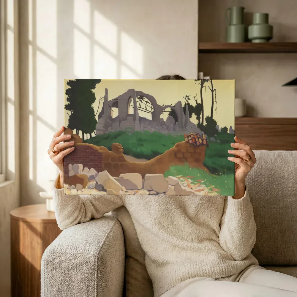 Sfeerimpressie: De kerk van Souain van Félix Vallotton terwijl het omhoog wordt gehouden